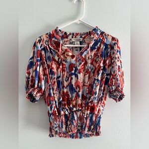 Rachel Zoe Women’s Red White Blue Cropped Waisted Top, Size Small